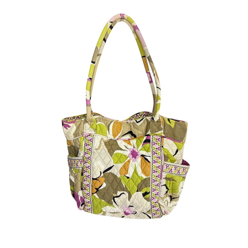 Vera Bradley Quilted "Portobello Road" Floral Abstract Medium Tote Handbag Green